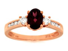 14k Rose Gold Rhodolite Garnet  and Diamond Ring PR3839L-GAR