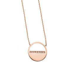 14K Rose Gold 18 inch .04CT Soho Diamond Cutout Disc Pendant  with Extender PRC9888-18