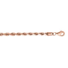 14kt Gold 24" Rose Finish Classic Diamond Cut Twisted Solid Diamond Cut Rope Chain with Lobster Clasp PROY030-24