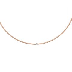 14K Rose Gold 17" .10CT Diamond Italian Silk Necklace PWRC9758-17