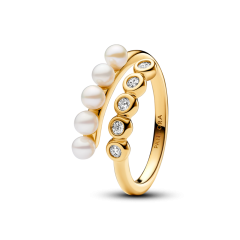 Treated Freshwater Cultured Pearls & Stones Open Ring