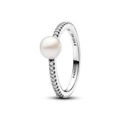 Treated Freshwater Cultured Pearl & Pavé Ring