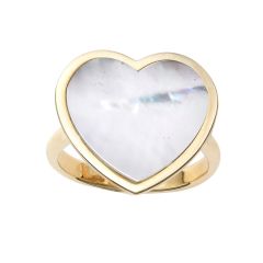 14K Yellow Gold La Perla White Mother of Pearl Heart Ring R7141-07