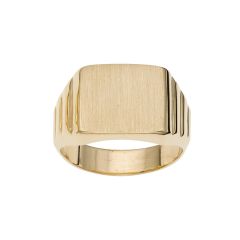 14K Yellow Gold Matte Rectangular Unisex Signet Ring, Size 7 R7201-07