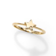 14kt Yellow Gold Polished Star Ring  with 0.0050ct White Diamond R7205