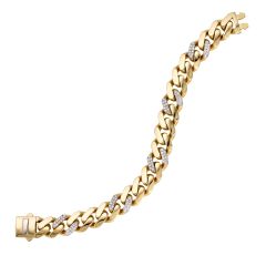 14K Yellow Gold 7" 1.25CT Ferrara Diamond Chain Bracelet with Box Clasp RC10031-07