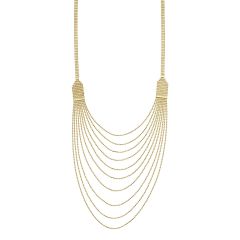 14K Yellow Gold 18" Shimmering Bead Cascading Layering Necklace RC10340-18