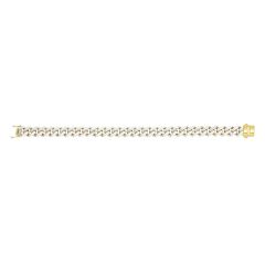 14kt Gold 22" Yellow Finish White Pave Curb Link Bracelet with Box with Both Side Push Clasp RC10348-22