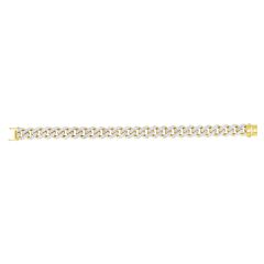 14kt Gold 24" Yellow Finish White Pave Curb Link Bracelet with Box with Both Side Push Clasp RC10349-24