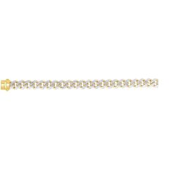 14kt Gold 24" Yellow Finish White Pave Curb Link Bracelet with Box with Both Side Push Clasp RC10350-24