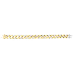 14kt 24" Yellow Gold Alternate Pave Fancy Curb Link Length Bracelet with Box with Both Side Push Clasp RC10351-24