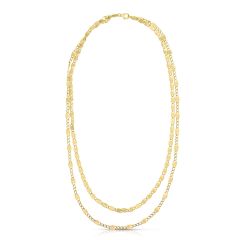 14kt Yellow Gold 18" 18mm(Drape) & 3.5mm Chain Polished Double Strand including 2" Extender Necklace with Lobster Clasp RC10946-18