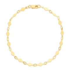 14kt Yellow Gold 7" 3.0mm Polished Diamond Shaped Necklace with Lobster Clasp RC10975-07