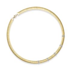 14kt 17.75" Italian Silk Yellow Gold .25ct Diamond Stationed Necklace with Lobster Clasp RC1430-1775