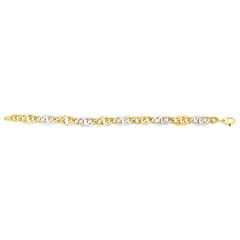 14kt Gold 18" Yellow+White Finish Diamond Cut Oval Necklace with Lobster Clasp RC1695-18