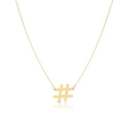 14kt Yellow Gold 18" Hash Tag Necklace with Spring Ring Clasp RC1742-18