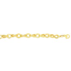 14kt Gold 8" Yellow Finish Textured Oval Bracelet with Lobster Clasp RC1860-08