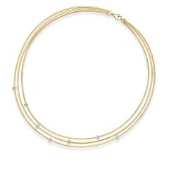 14kt 17" Yellow Gold Italian Silk .15ct Diamond Multi-strand Necklace with Lobster Clasp RC1896-17