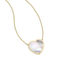 14K Yellow Gold 18" La Perla White Mother of Pearl Heart Pendant with Extender RC6939-18