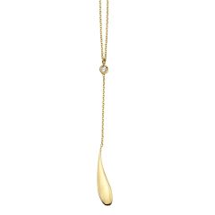 14K Yellow Gold 18" .025CT Diamond Gocce Pendant with Extender RC9889-18