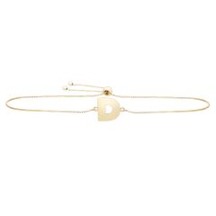 14K yellow gold initial D adjustable bracelet