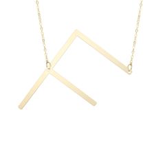 14K Yellow Gold 18" Initial F Necklace