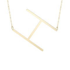 14K Yellow Gold 18" Polished Initial H Necklace with Lobster Clasp RCH10908-18