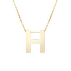 14K Yellow Gold Polished Initial H 18 Inch Necklace RCH10969-18