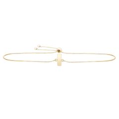 14k yellow gold polished initial I adjustable bracelet