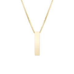 14k yellow gold initial I on an 18 inch box chain
