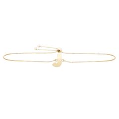 14k yellow gold polished initial J adjustable bracelet