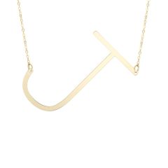 14K Yellow Gold 18" Polished Initial J Necklace