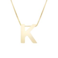 14K Yellow Gold Polished Initial K 18 Inch Necklace RCK10969-18