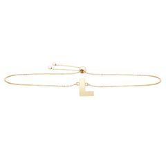 14k yellow gold polished initial L adjustable bracelet