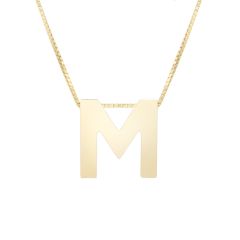 14K Yellow Gold Polished Initial M 18 Inch Necklace RCM10969-18