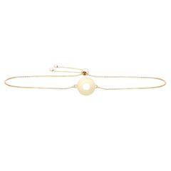 14k yellow gold polished initial O adjustable bracelet