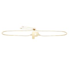 14k yellow gold polished initial P adjustable bracelet