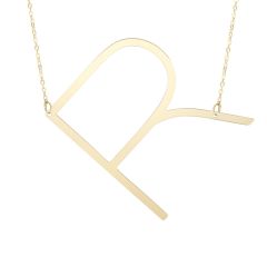 14K Yellow Gold Polished Initial R 18" Necklace with Lobster Clasp RCR10908-18