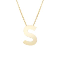 14k yellow gold Initial S on an 18 inch box chain