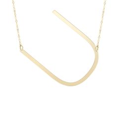 14K Yellow Gold Polished Initial U 18" Necklace with Lobster Clasp RCU10908-18