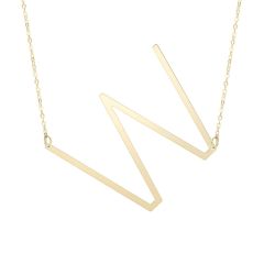 14K Yellow Gold Polished Initial W 18" Necklace