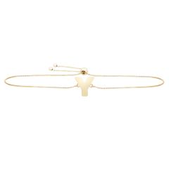 14k yellow gold polished initial Y adjustable bracelet