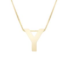 14K Yellow Gold Polished Initial Y 18 Inch Necklace RCY10969-18