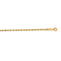 14kt 20" Yellow Gold Shiny Solid Diamond Cut Royal Rope Chain with Lobster Clasp ROY021-20