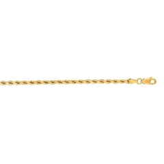 14kt 30" Yellow Gold Shiny Solid Diamond Cut Royal Rope Chain with Lobster Clasp  ROY025-30