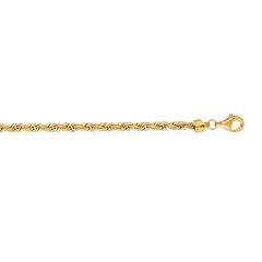 14kt 30" Yellow Gold Shiny Solid Diamond Cut Royal Rope Chain with Lobster Clasp ROY035-30