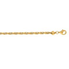 14kt Gold 24" Yellow Finish Diamond Cut+Shiny Solid Royal Rope Bracelet ROY040-24