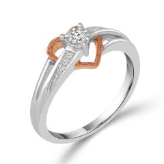 Three Quarter View 14K White and Rose Gold Promise Ring featuring 0.10cttw Diamonds RP-0439TPA66T4