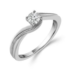 Three Quarter View Sterling Silver Promise Ring featuring a round 0.10ctw Diamond RP-1058TPA97SI