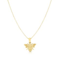 14kt Yellow Gold 18" Classic Cable Chain with Textured Bee Pendant with Lobster Clasp SET2997-18 